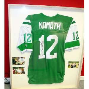 Joe Namath Autographed Signed Jets Jersey & Display Case Proof
