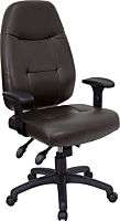 BROWN LEATHER ERGONOMIC TASK COMPUTER OFFICE DESK CHAIR  