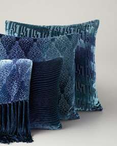 3TTX Kevin OBrien Studio Blue Velvet Throw & Pillows