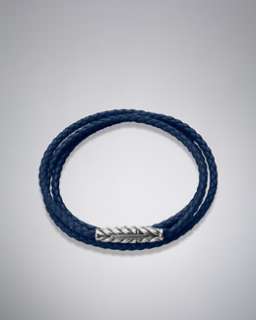 N1C08 David Yurman Chevron™ Wrap Bracelet, Blue Leather
