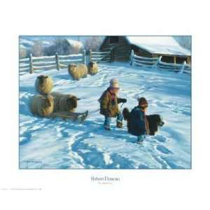  Sledding Party, The by Robert Duncan. Size 31.00 X 24.00 