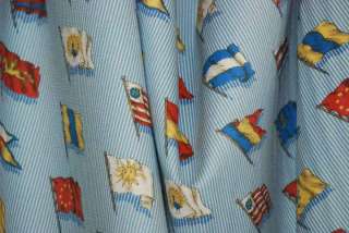 Duralee Medium Blue Red Yellow Stripe Nautical Flag Drapery Upholstery 