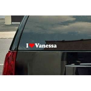  I Love Vanessa Vinyl Decal   White with a red heart 