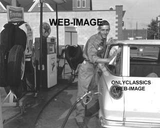 1960s TEXACO GAS STATION PHOTO  FULL SERVICE MAN  PUMP  