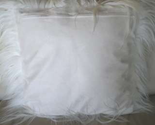 Goat Fur Long Fur Pillow Cover ~Creamy White 20 x 20  
