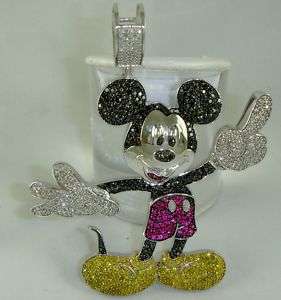 10k White Gold Diamond Mickey Mouse Pendant 5.60 Ct Dia  