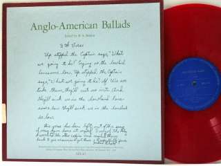 ANGLO AMERICAN BALLADS Edited B.A. Botkin LP RED VINYL  