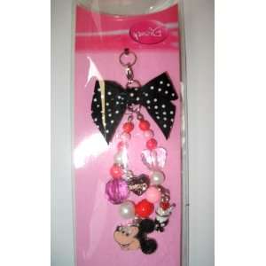  Disney Mickey Mouse Beads & Bow Cell Phone Charm Strap 