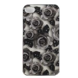 Transparent Silver with Black Rose Floral Flowers Pattern Design 