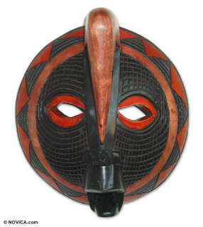 PEACE & FREEDOM Hand Carved African Mask Ghana Art Sculpture 
