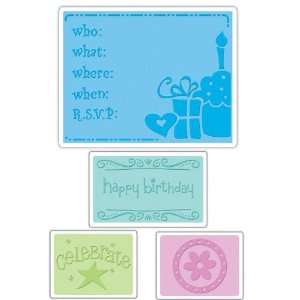 Sizzix Textured Impressions Embossing Folders 4 Pack Birthday Set By 