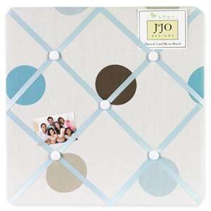   Blue and Brown Mod Dots Fabric Memory/Memo Photo Bulletin Board Baby
