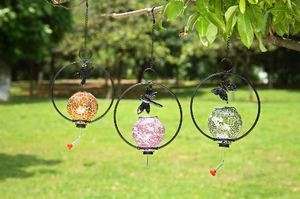 12 Pink Mosaic Glass Hanging Hummingbird Bird Water Feeder  