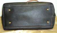 DOONEY & BOURKE LEATHER Satchel w Cosmetic Case and Key Fob BLACK 