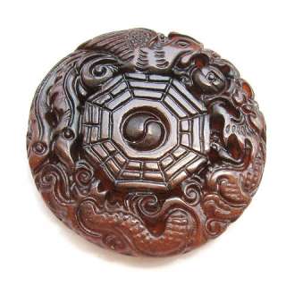 Large Blood Jade Delicate Carved Dragon Phoenix Luck Feng Shui Amulet 