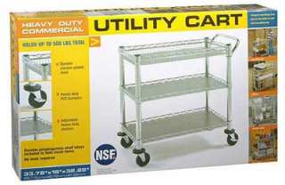 New Rolling Chrome Utility Push Cart Kitchen Buffet Medical Metal 