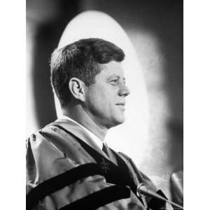  President John F. Kennedy Giving Speech After Receiving 