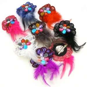 Mulit color Feather Hair Barrettes Dozen Special Wholesale Barettes 