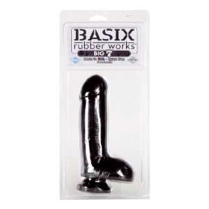  Basix Rubber Works Dong With Suction Cup, 7 inch, Black 