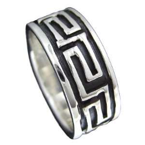  925 Silver Greek Key Band Ring Size 11.5 Jewelry
