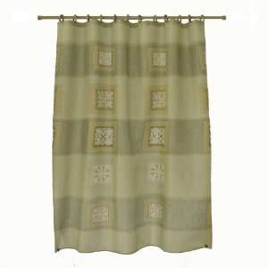  Green Printed Fabric Shower Curtain + Fabric Covered Shower 