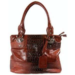  Retro Croc Dark Brown Crossbody Shoulder Bag / Handbag 
