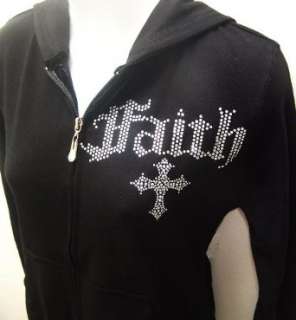  Faith Silver Cross Front Abd Back Ab Rhinestone Black 