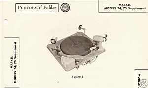 Markel 74, 75 Record Changer Supplement Photofact 1951  