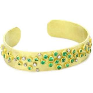 Annie Fensterstock Decora 18k and 22k Yellow Gold, Emerald and Diamond 