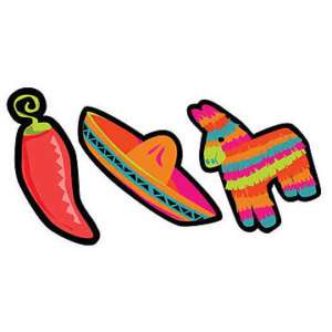 Fiesta Mexican Party CALIENTE! HOT! CUTOUT DECORATIONS  