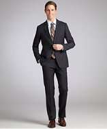 Armani Armani Collezioni grey striped wool two button suit with flat 