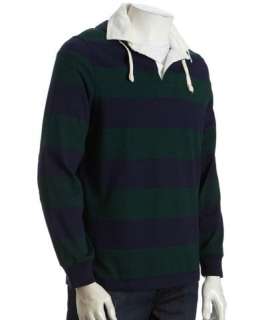 POLO Ralph Lauren cruise navy striped cotton hooded rugby shirt
