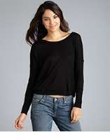 Cris black cashmere blend exposed seam cropped sweater style 