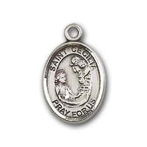   Medal with St. Cecilia Charm and Angel w/Wings Pin Brooch Jewelry