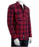 Just A Cheap Shirt red plaid cotton button front jacket style 