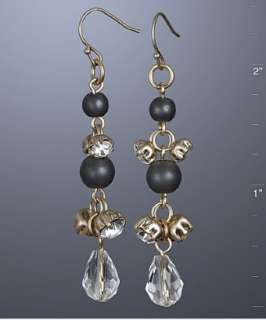 Danielle Stevens black bead and crystal dangling linear earrings 