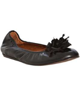 Lanvin black leather floral detail ballerina flats  BLUEFLY up to 70% 