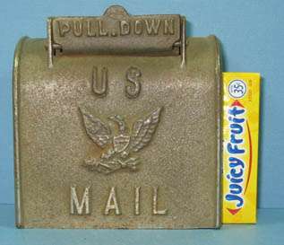 1906 U.S. MAIL BOX W/EAGLE NIC/ CAST IRON BANK GUARANTEED OLD 