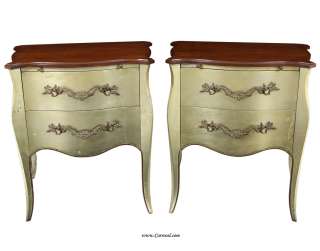 Pair of Vintage French Silver Leafed Nightstand End Tables  