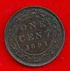 29) CANADA 1891 ONE CENT SMALL DATE SMALL LEAVES EF