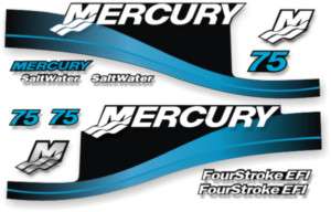 Mercury outboard 75hp Four Stroke decals graphics blue  
