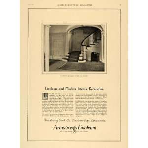  1920 Ad Armstrong Cork Linoleum Floor Home Decor Stairs 