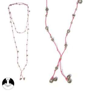 sg paris women necklace long necklace 150 cm gold fushia metal/enamel 