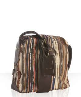 Paul Smith brown multicolor striped canvas Tracollina shoulder bag