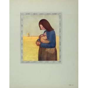 1919 Mother Child Baby Maternal J Kramer Painting Print   Orig. Hand 