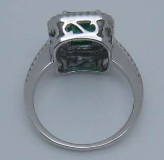 SOLID 14K White GOLD NATURAL EMERALD DIAMOND RING $4000  