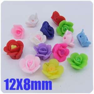 25 Pcs mixed fimo polymer clay Flowers beads 8x12mm R18  