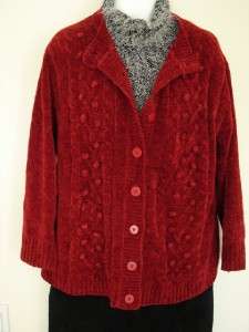 Red Knit Popcorn Knit Cardigan Sweater Top 22 24 2X Plus Charity 