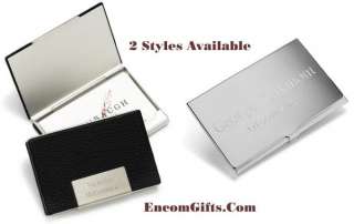 Black Leather or Silver Plate Business Card Case Holder  