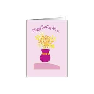  Happy Birthday Mum with bright Flowers Card Health 